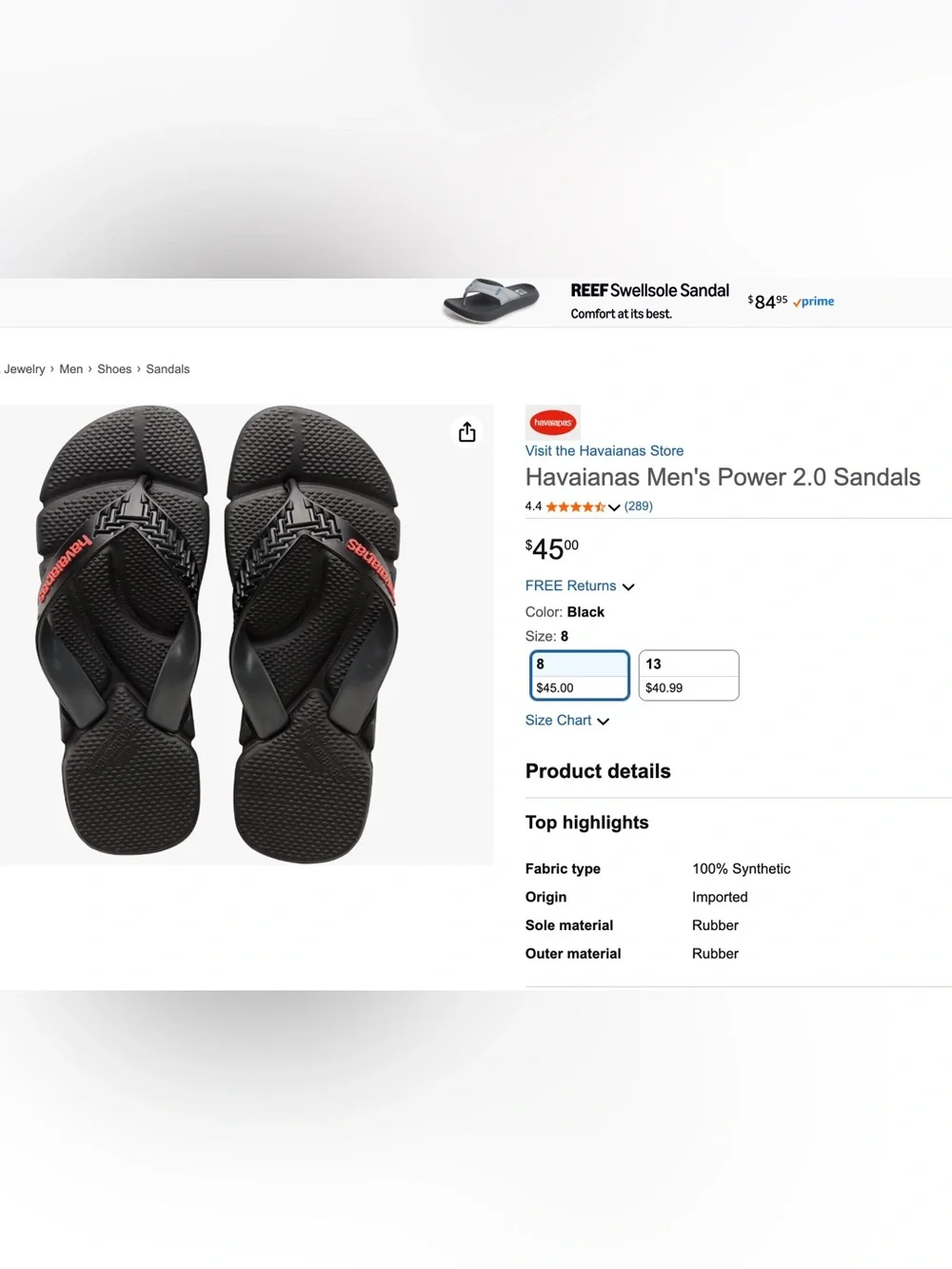 Havaianas Men’s Power 2.0 Flip Flops Sandals